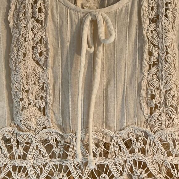 Vintage 1970s Crochet Embellished Prairie Country Wedding  Dress SZ S - Picture 10 of 15